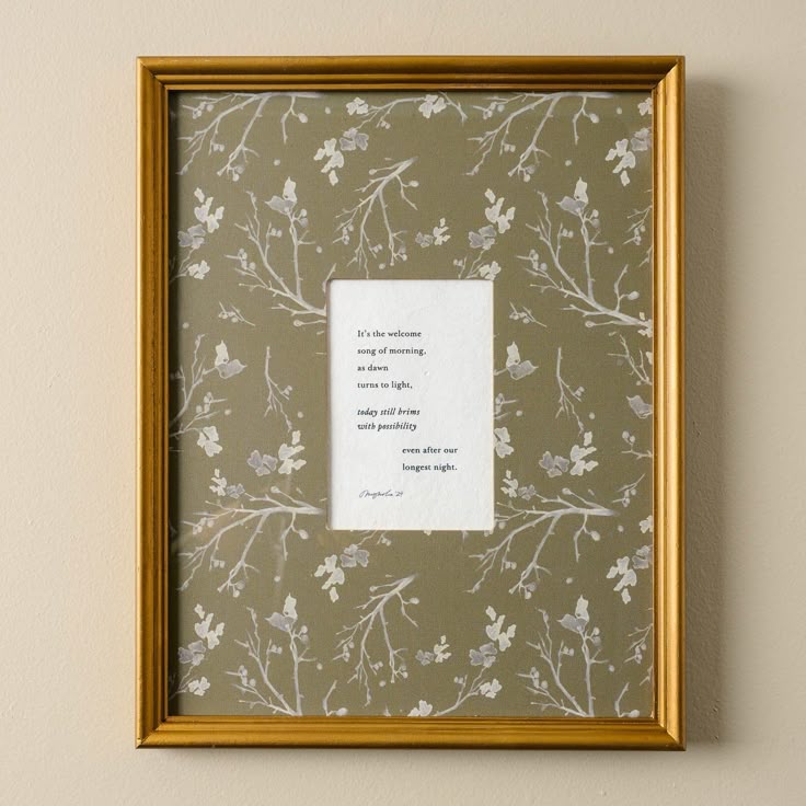 Golden Floral Frame with Text Art